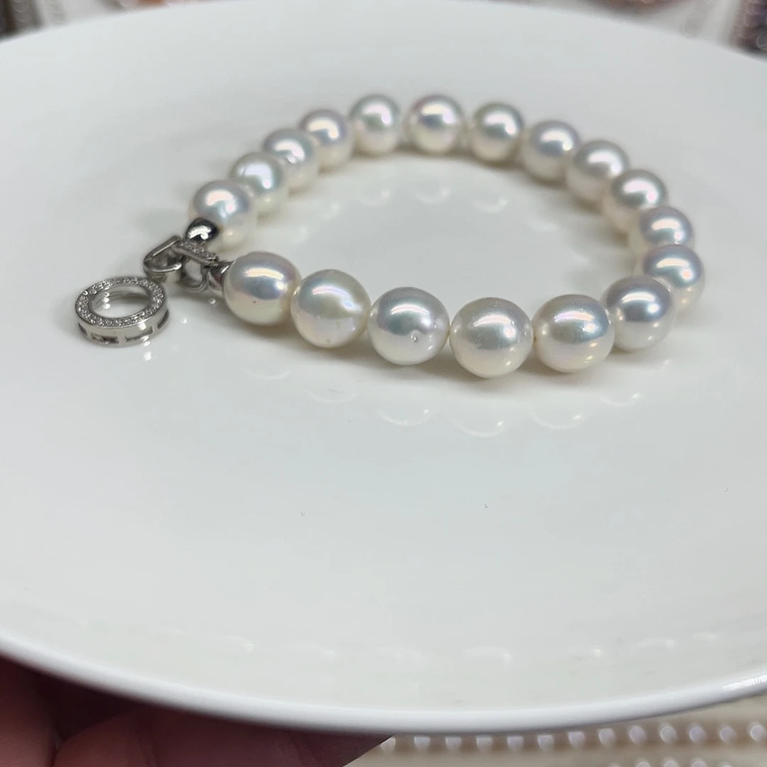 未镶嵌手串淡水珍珠9-10毫米圆巴