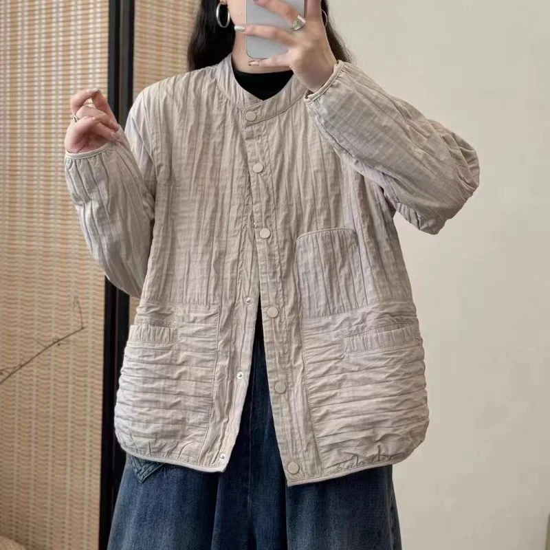 0221女士衣羽竖条褶皱外套-A435