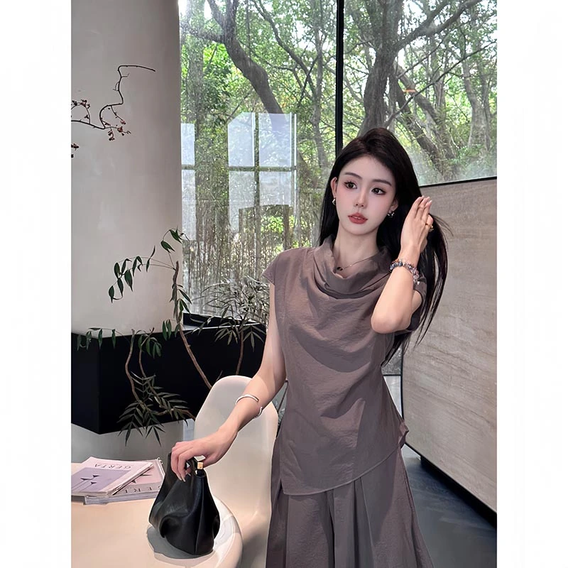 【DAZIQI】时尚高级小众百搭高智显瘦休闲气质短袖QB1230101