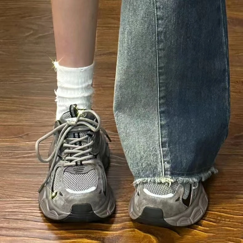赵露思同款灰色复古老爹鞋女ins爆款小个子休闲百搭运动鞋