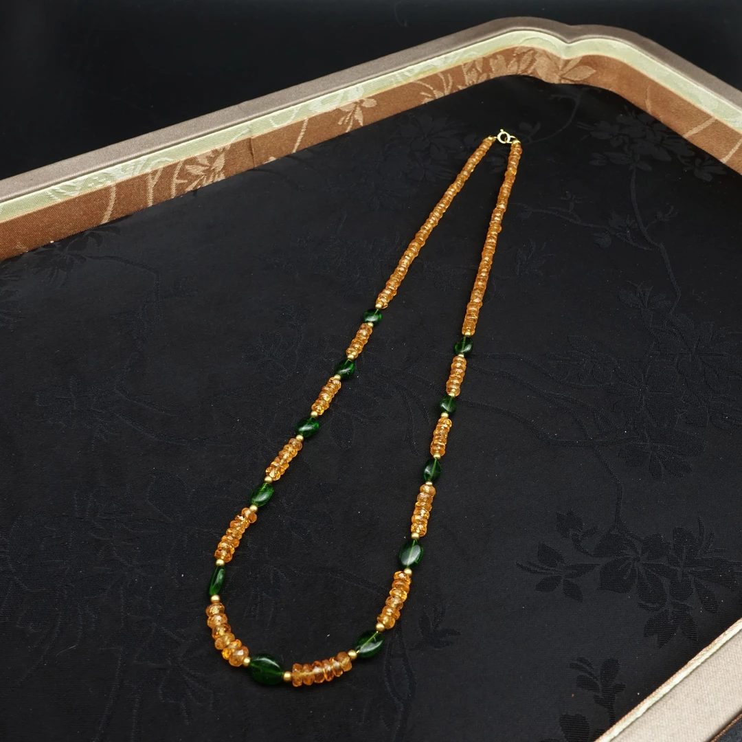 JUSTARRY【孤品特价】18k金天然芬达透辉石切角项链（定位扣非18k金）