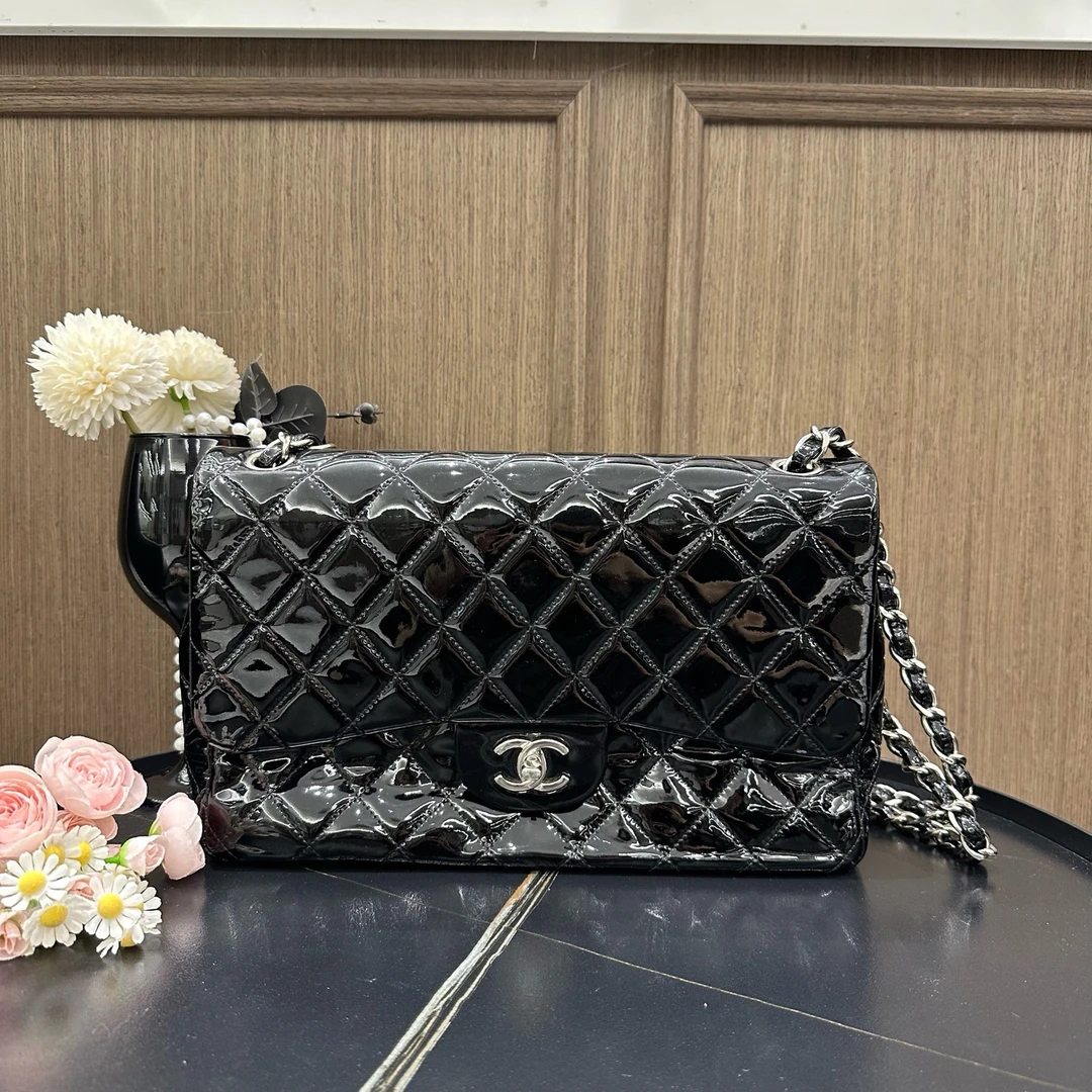 95新 Chanel/香奈儿 香奈儿 漆皮cf jumbo链条包（14449826）