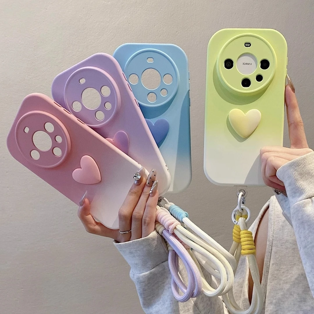 晕染渐变爱心适用华为mate70/60pro手机壳pura70/60女mate4050pro