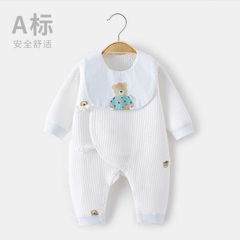 新生儿衣服秋冬季婴儿连体衣初生满月宝宝和尚服夹棉保暖哈衣爬服