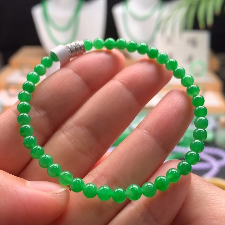 翡翠未镶嵌手链天然缅甸A货翡翠 卡4.5mm