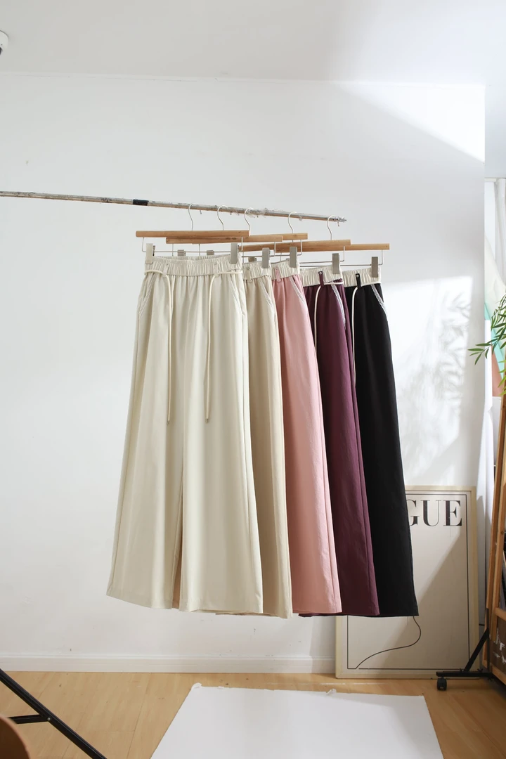 「绮色灵韵」冰感欧若风休闲裤时尚百搭慵懒风夏季阔腿裤