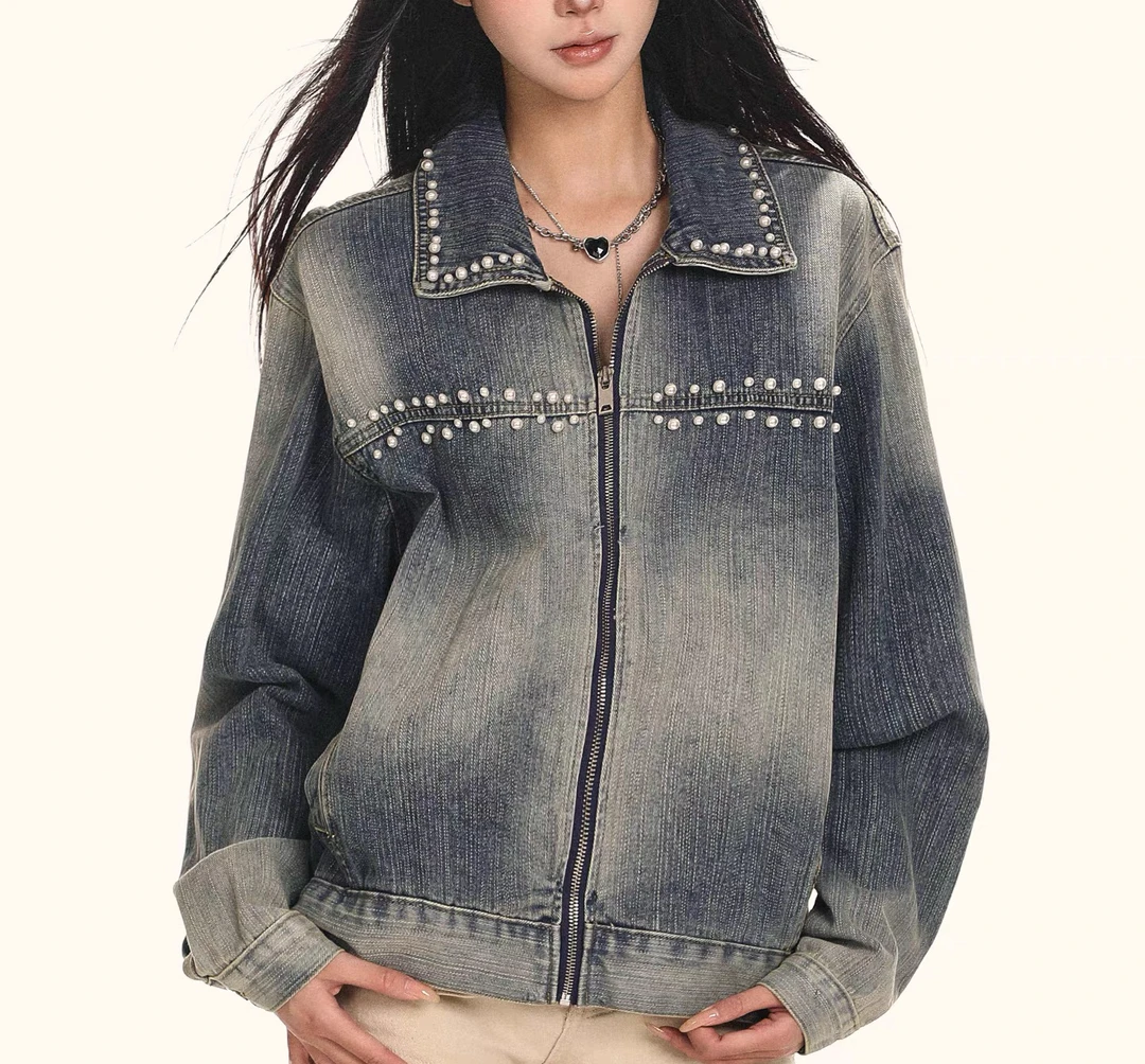 时尚潮流百搭推荐251~300新款2025港风渐变牛仔衬衫外套宽松型