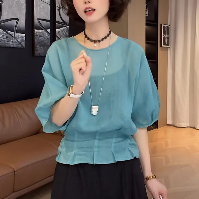 亚麻短袖衬衫女士夏季2025设计感洋气减龄收腰显瘦特别致小衫上衣