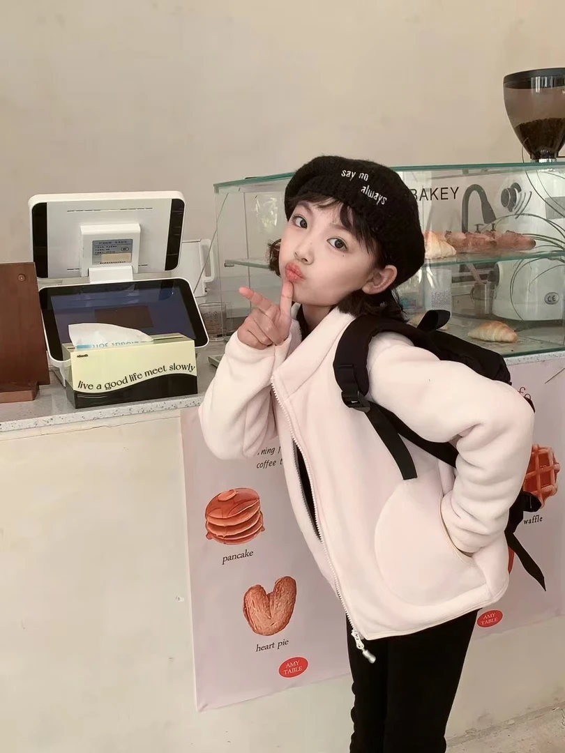 A类儿童纯色立领运动风普通外套B类拉链加绒加厚款