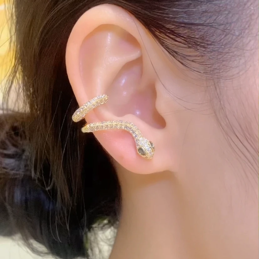 铜合金合成锆石耳饰 【灵蛇】高定礼盒装礼物时尚设计感两戴耳环