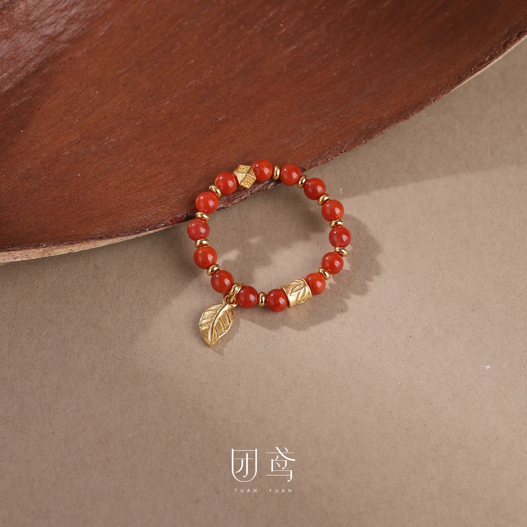 【枫林晚】0.3 南红 经典柿子红 戒指戒圈【团鸢】