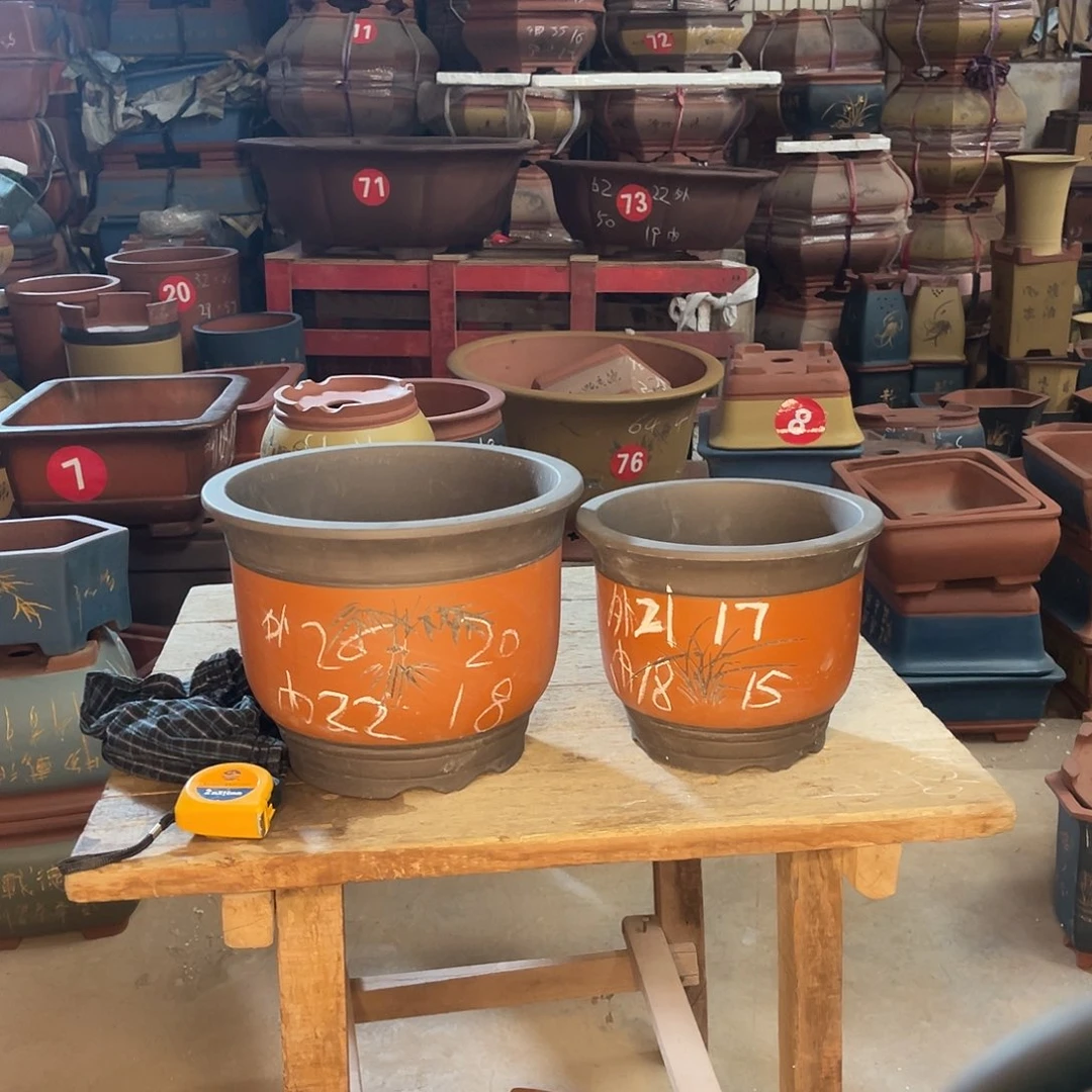 紫砂花盆大金钟盆两个