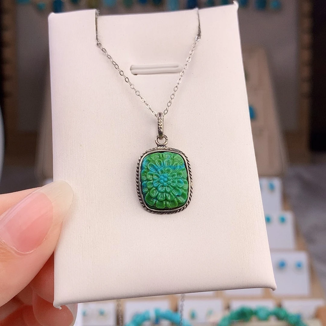 绿松石银S925镶嵌颈饰