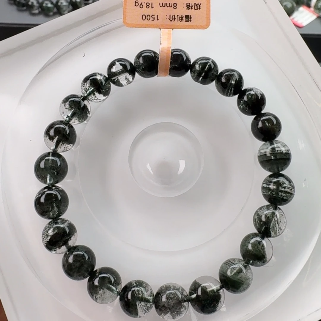 未镶嵌水晶手链天然绿幽灵千层8