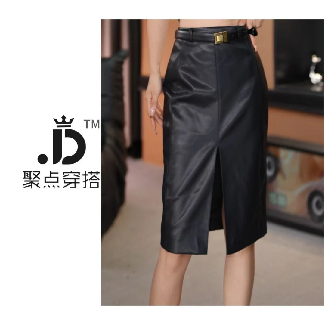 JUDIAN-经典时髦PU皮裙8jd00166
