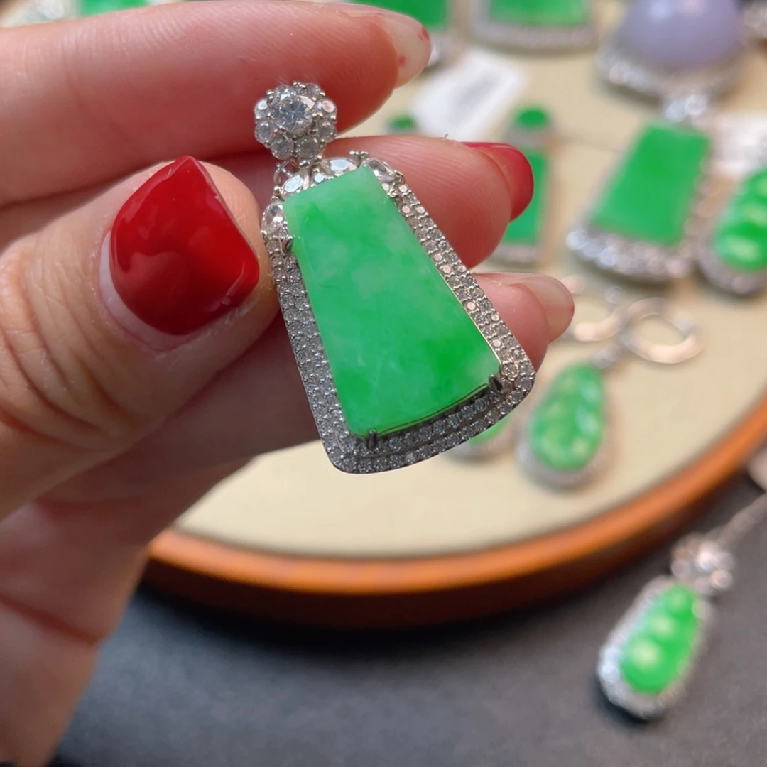 翡翠吊坠(不含链)银S925镶嵌