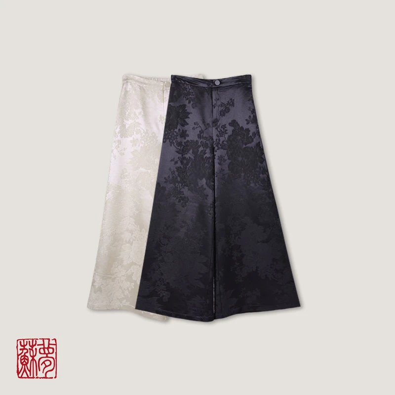蘇夢慕雪提花直筒裤中式百搭气质休闲0305209