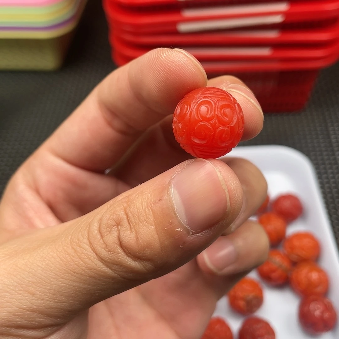 南红玛瑙卡16哑光回纹珠 一颗 38号未镶嵌神***力