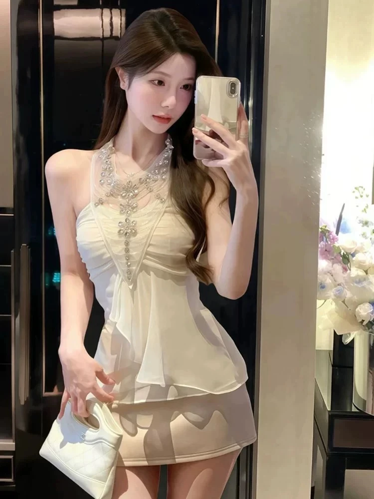 按编码拍法式纯欲甜辣姐系设计感气质千金风轻熟女吊带上衣