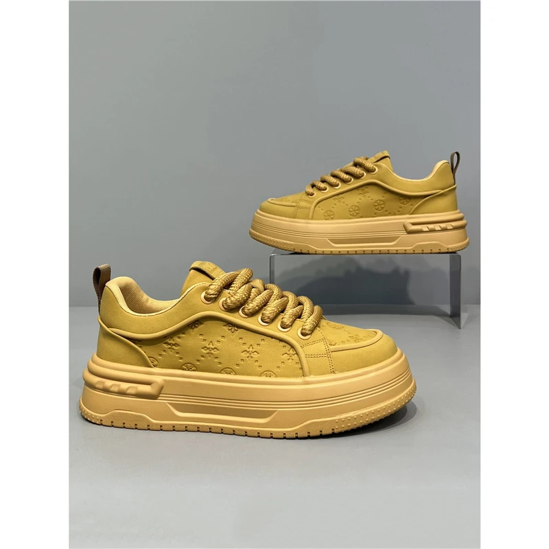 时尚印花小白鞋2025秋季新款轻便厚底板鞋爆款低帮百搭休闲鞋男鞋