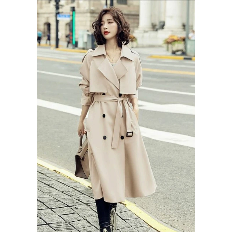 中长款卡其系带小香风衣外套大衣摩斯风出众    断    PX5-003