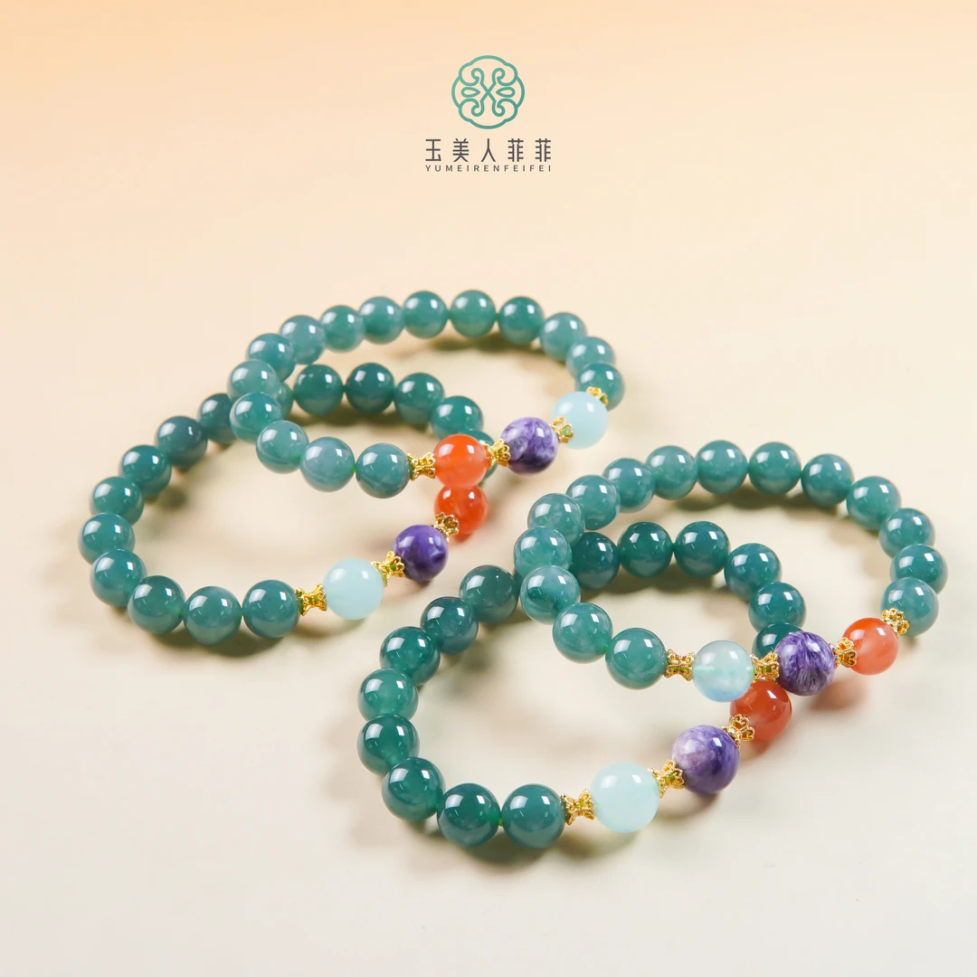 珠光宝气-翡翠圆珠约10mm手串-多样性发一