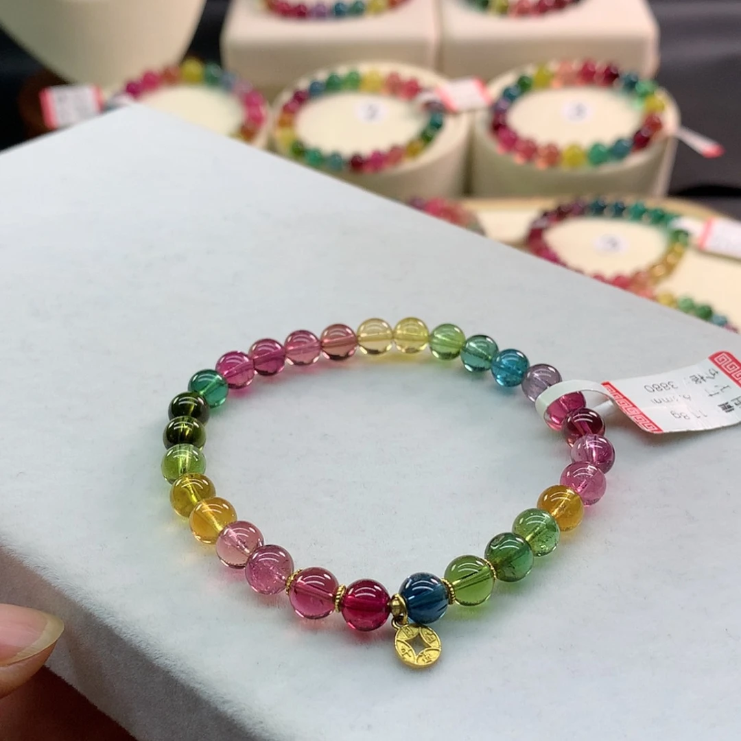 【闪购商品】手链未镶嵌碧玺布*喵碧玺色标单圈6.3