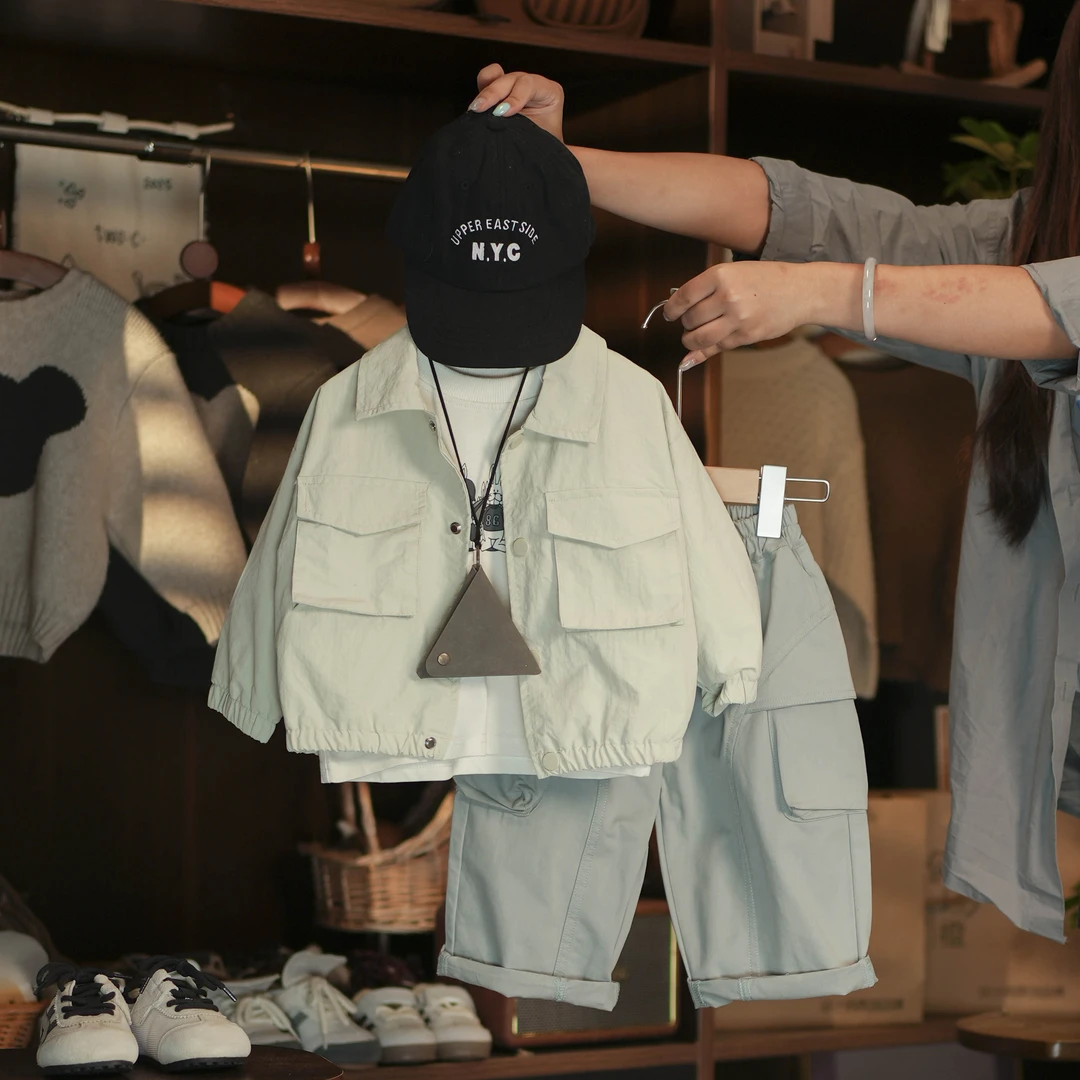 【俩只橙】《秋》海盐椰椰~特种面料夹克+兔子派对打底+水蓝工装裤