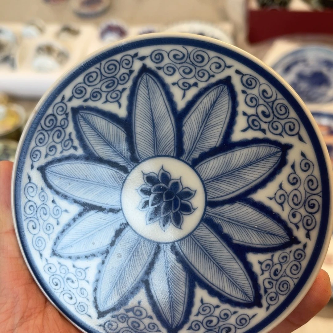 瓷片景德镇青花芭蕉叶盖置