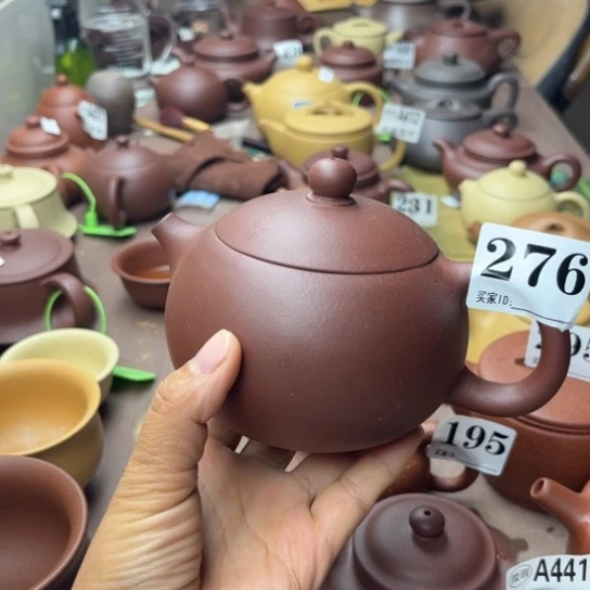 紫砂茶壶紫泥半手微瑕疵400cc