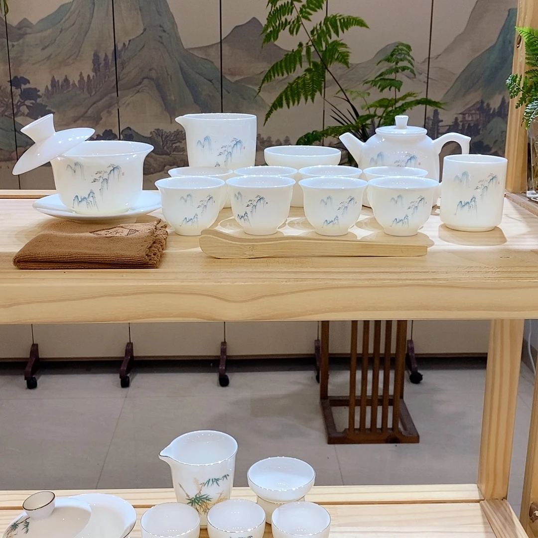【墨城】羊脂玉瓷高山流水16头