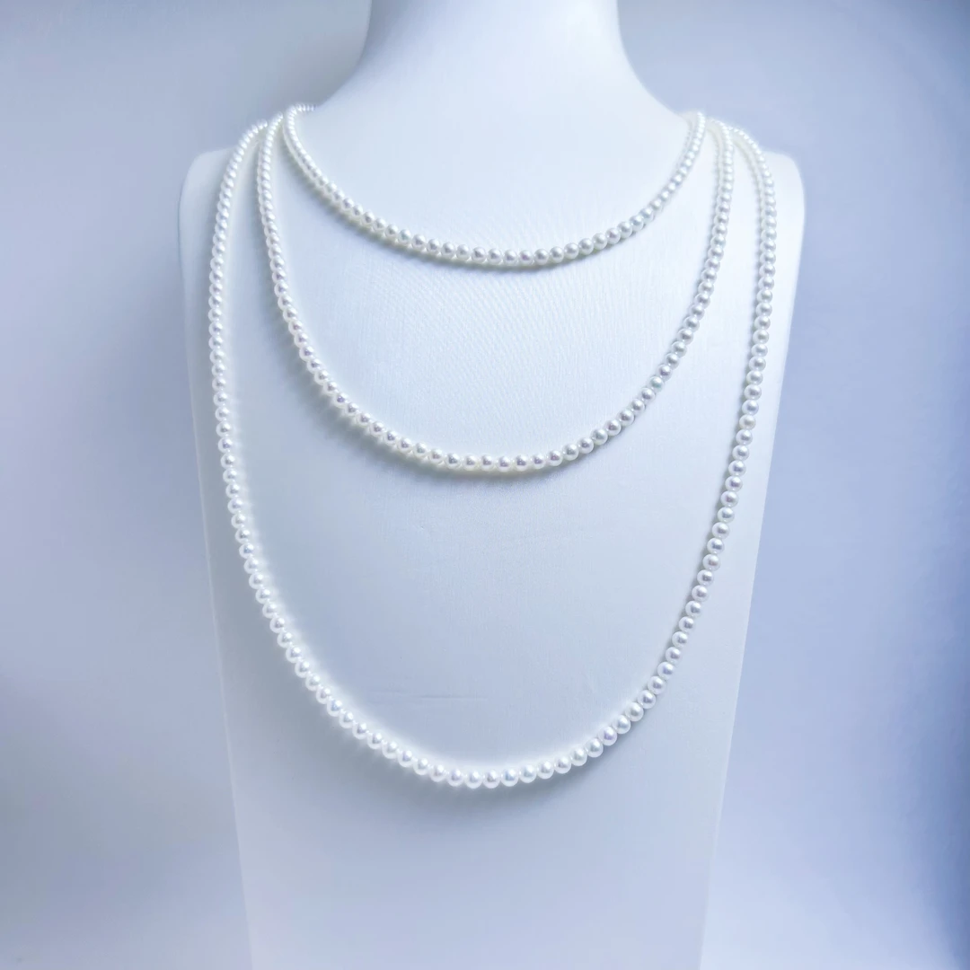 3-4mm 极强光  baby珍珠毛衣链  一款多戴 160厘米