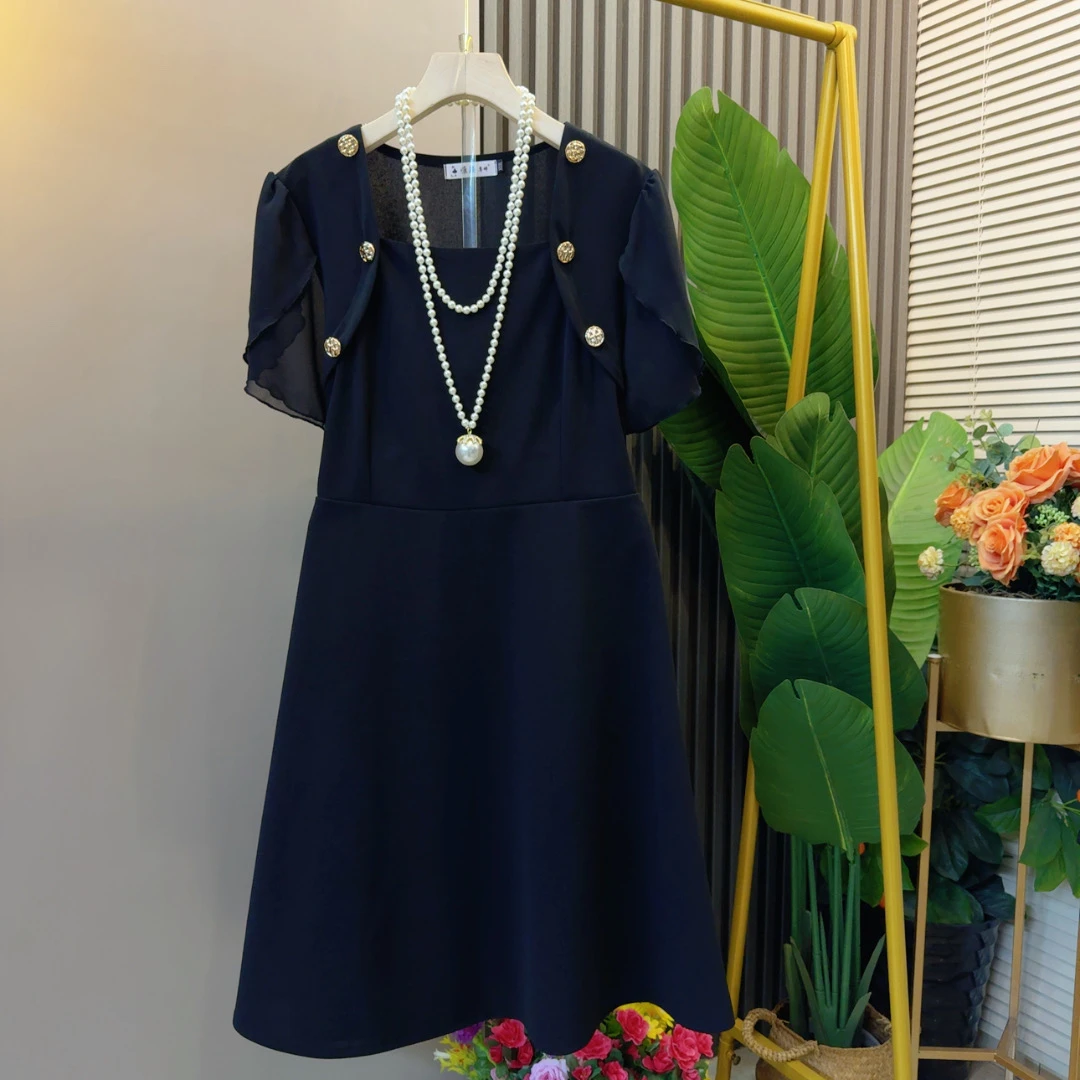 时髦气质欧货洋气连衣裙显高遮肉裙长95左右