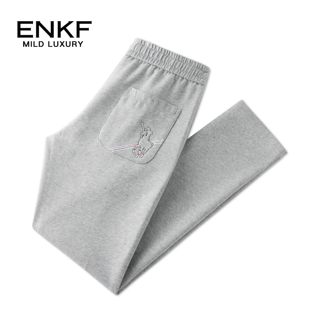 蒙口透长裤男士百搭灰色休闲裤秋季新款压花时尚运动裤弹力潮流男