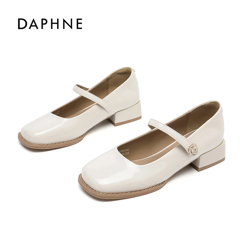 Daphne/达芙妮女鞋2025春季玛丽珍鞋粗跟增高时尚百搭简约通勤鞋