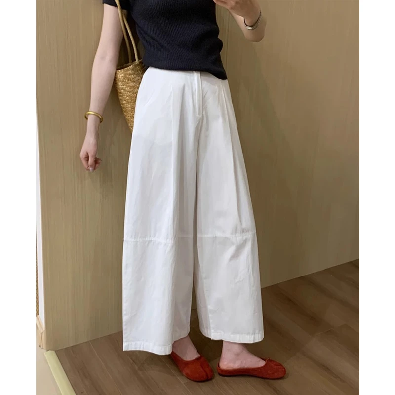 大码高级感高腰紫色休闲阔腿裤女夏2025新款直筒裤宽松垂感九分裤