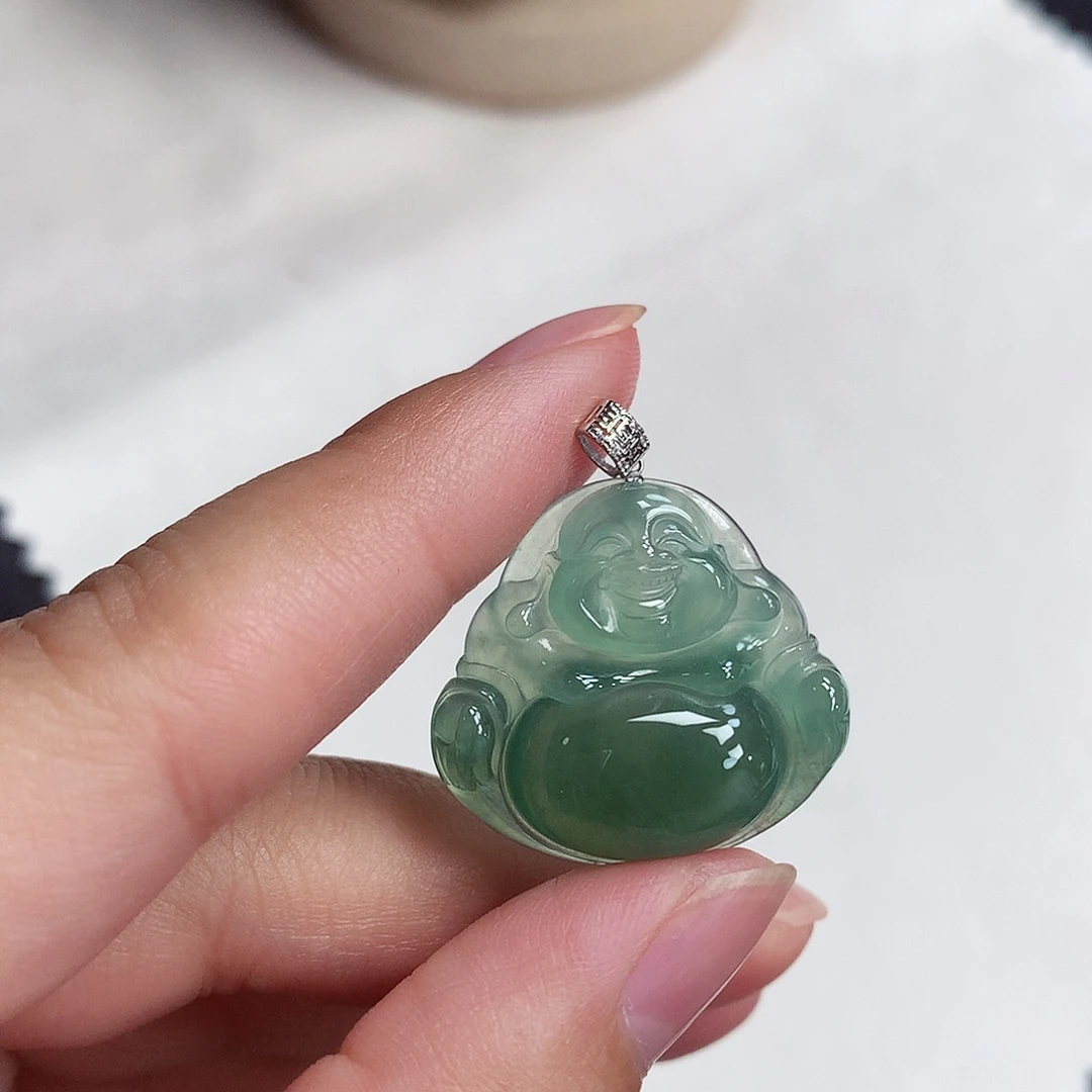 翡翠18K金镶嵌吊坠(赠链)24-26-5.8