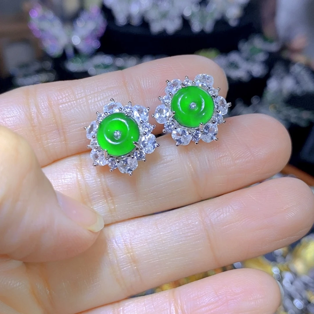 翡翠颈饰银S925镶嵌天然翡翠