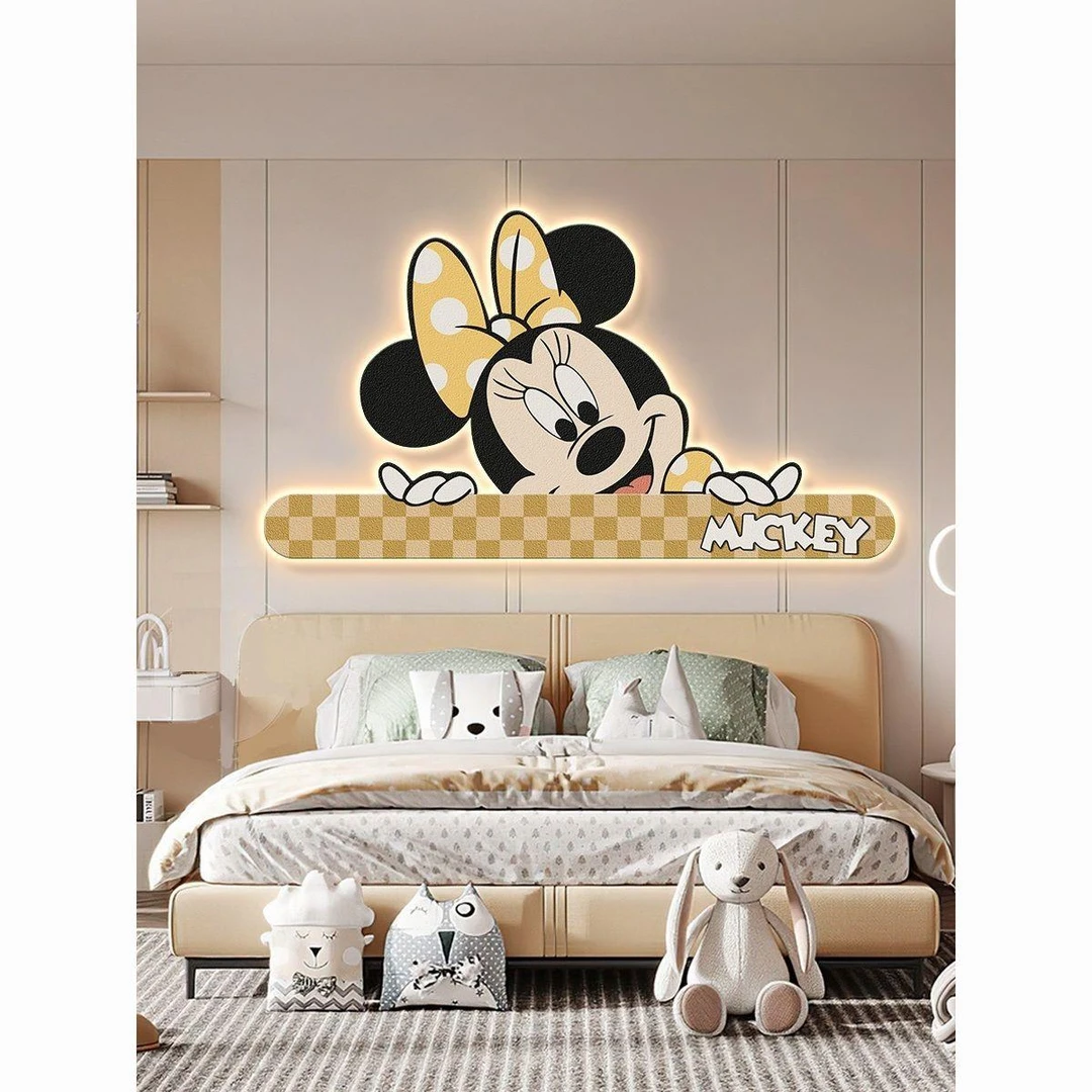 米奇卧室床头挂画卡通动漫发光灯画男孩女孩儿童房装饰画餐厅壁画