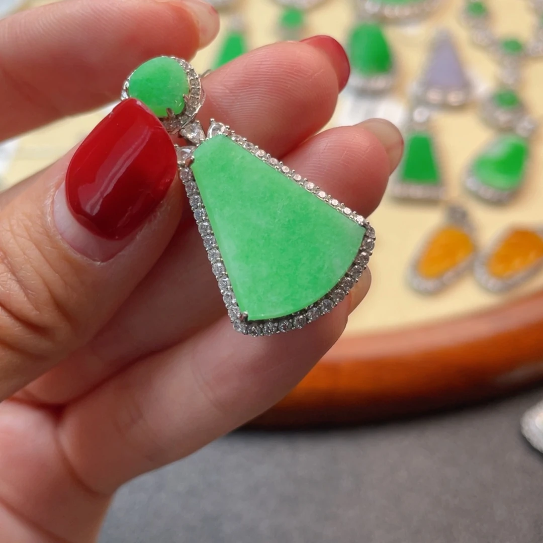 翡翠吊坠(不含链)银S925镶嵌