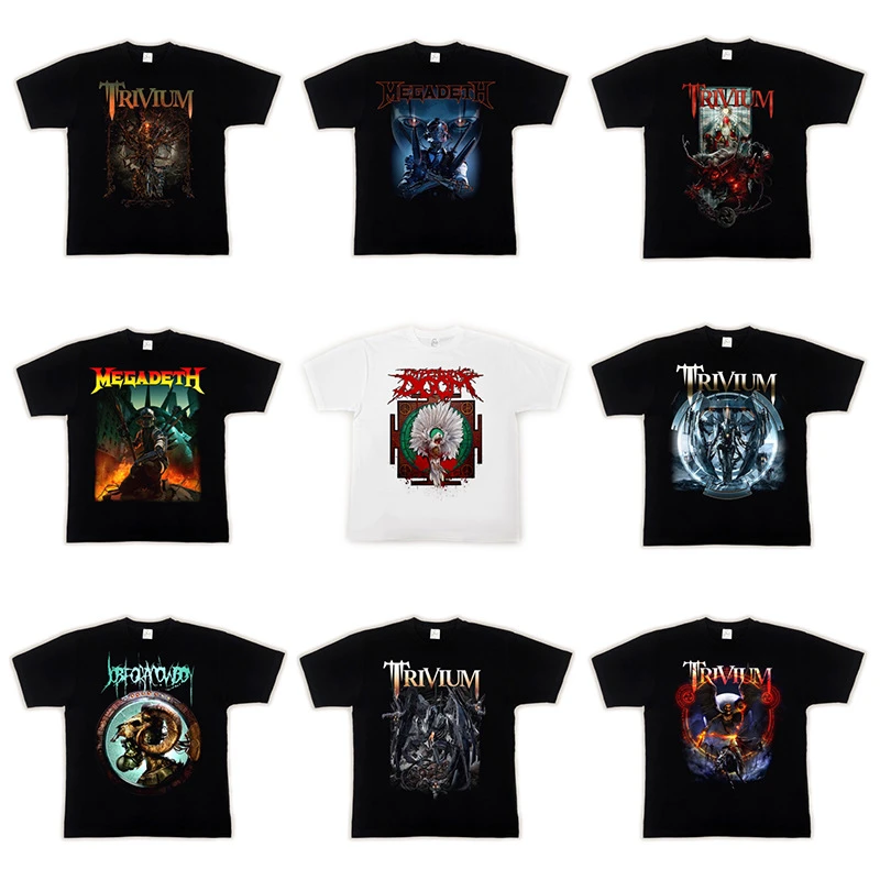 欧美 重金属 摇滚 乐队 MEGADETH TRIVIUM宽松高街 短袖T恤