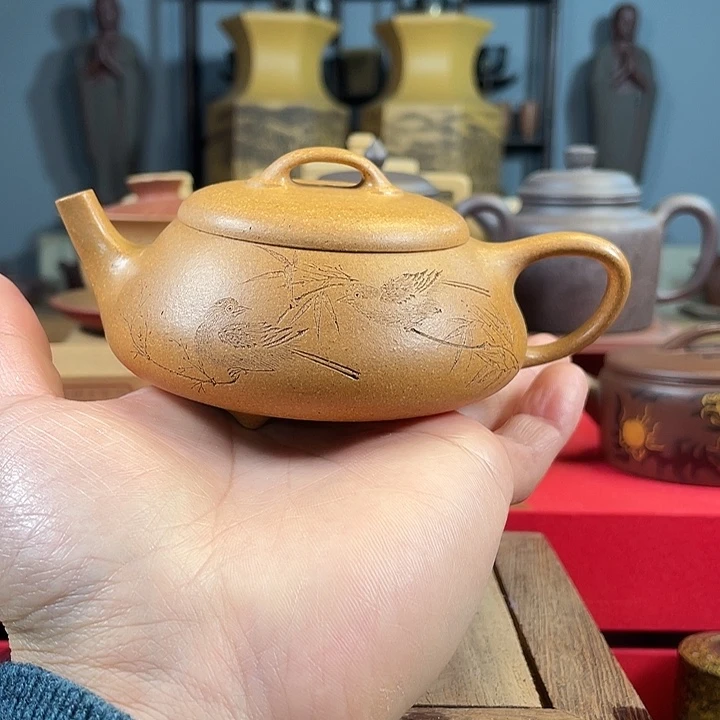 茶杯紫砂石瓢壶微瑕