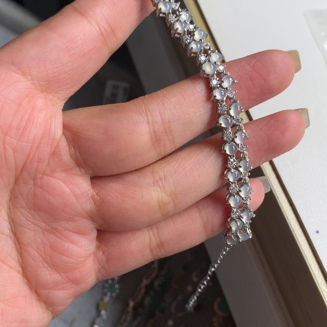 翡翠银S925镶嵌颈饰手链