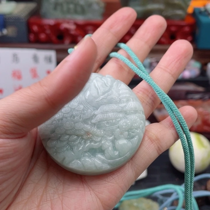 翡翠未镶嵌吊坠(不含链)翡翠吊坠山水牌