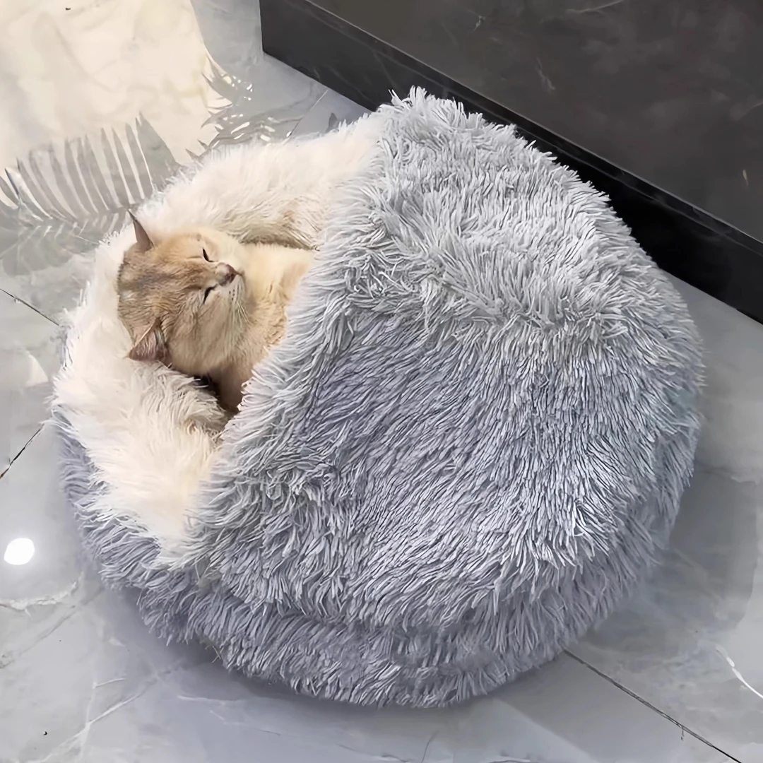 猫窝冬季保暖封闭式安全感猫咪睡袋半封闭加厚加绒贝壳窝宠物用品