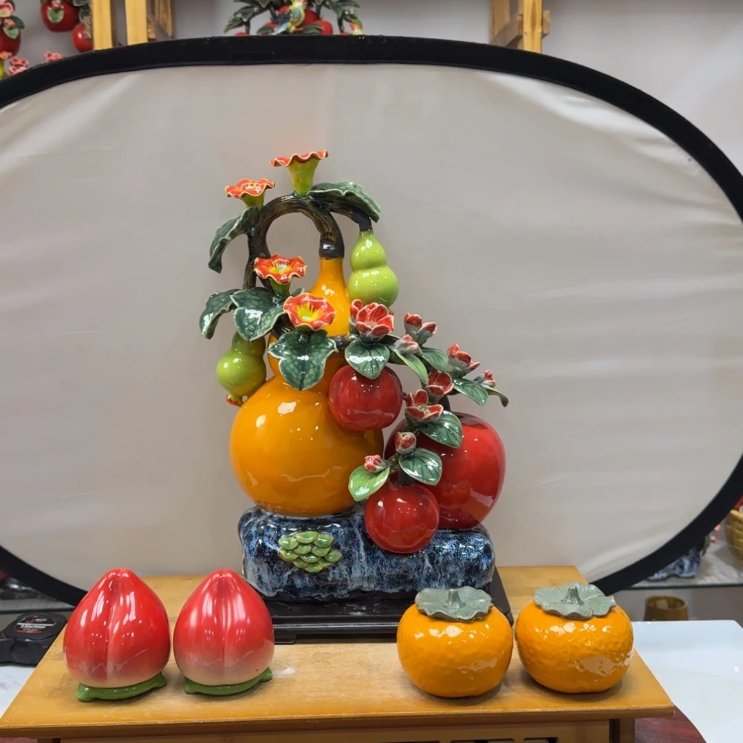 陶瓷福禄平安山橘子桃子高42