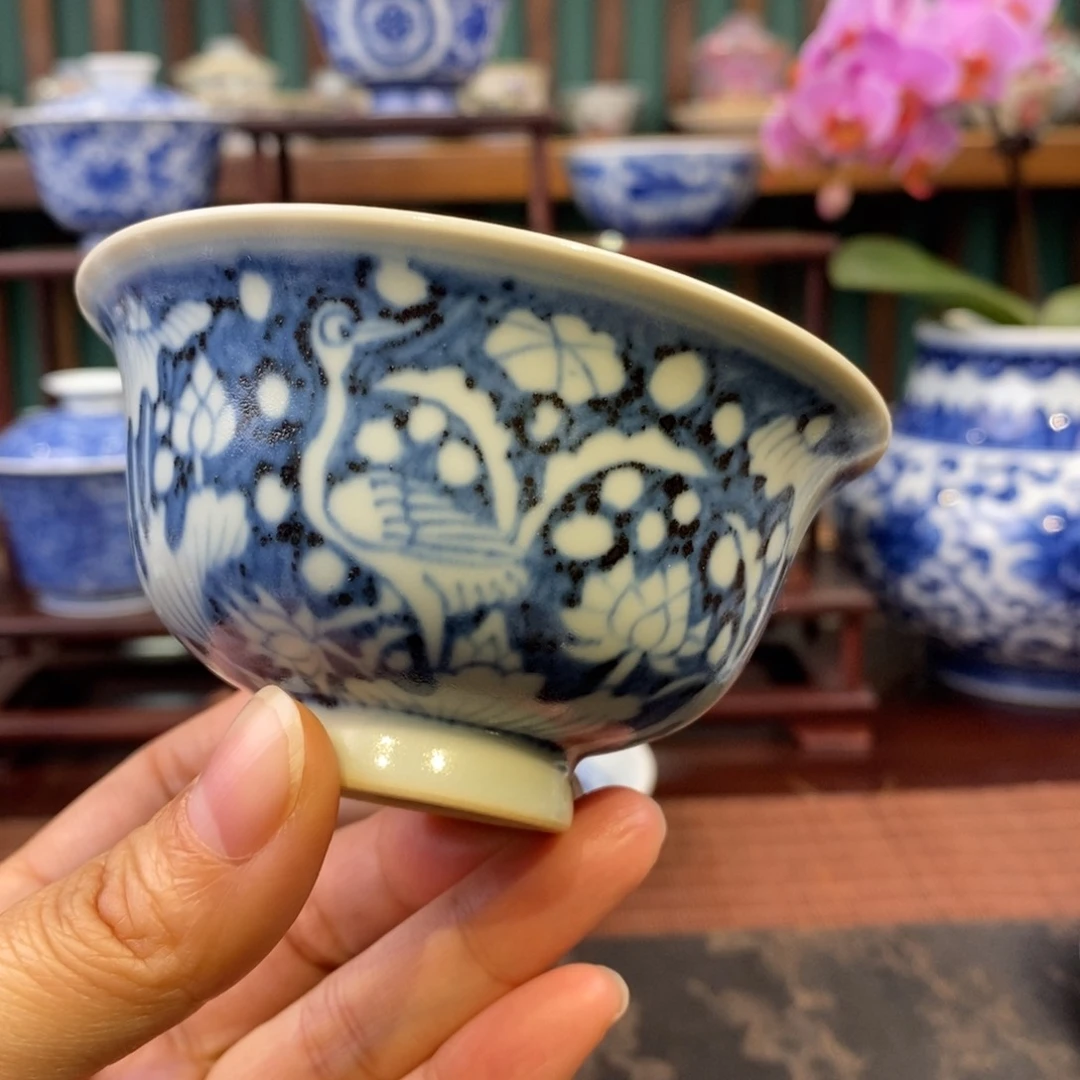 手工陶瓷柴窑仿元一路连升杯