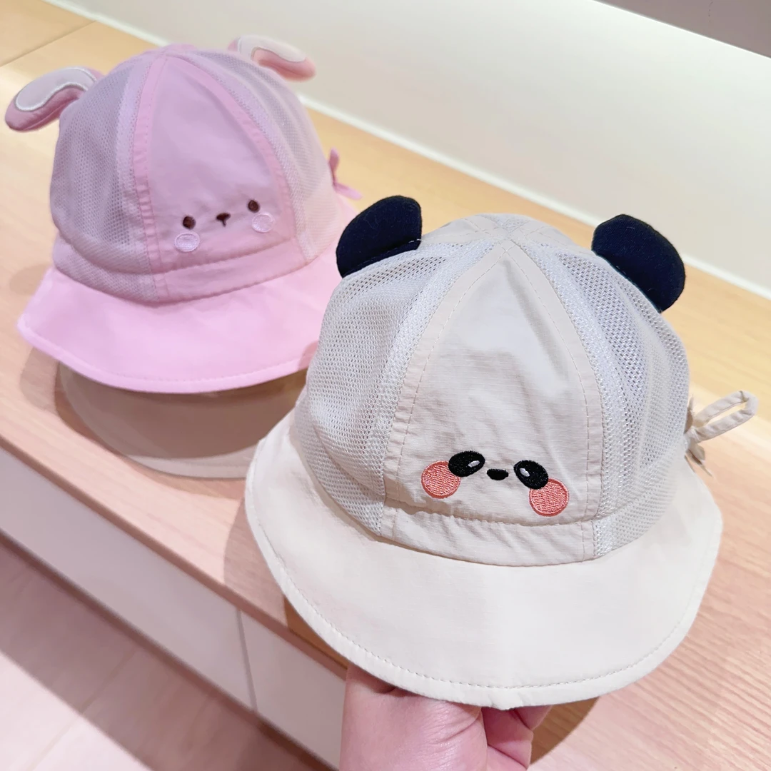 婴儿帽子夏季薄款遮阳渔夫帽儿童网眼太阳帽婴儿遮阳帽防晒凉帽