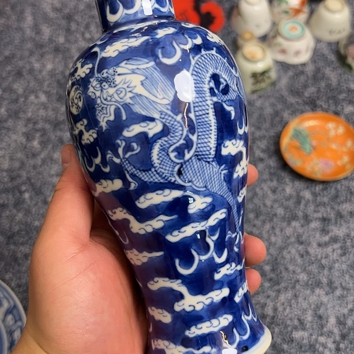 孤**旧青花开门瓶子没问题