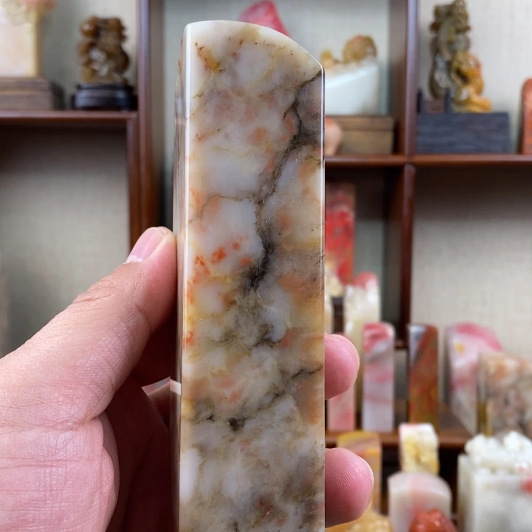 巴林石印石巴林鸡血石大素章